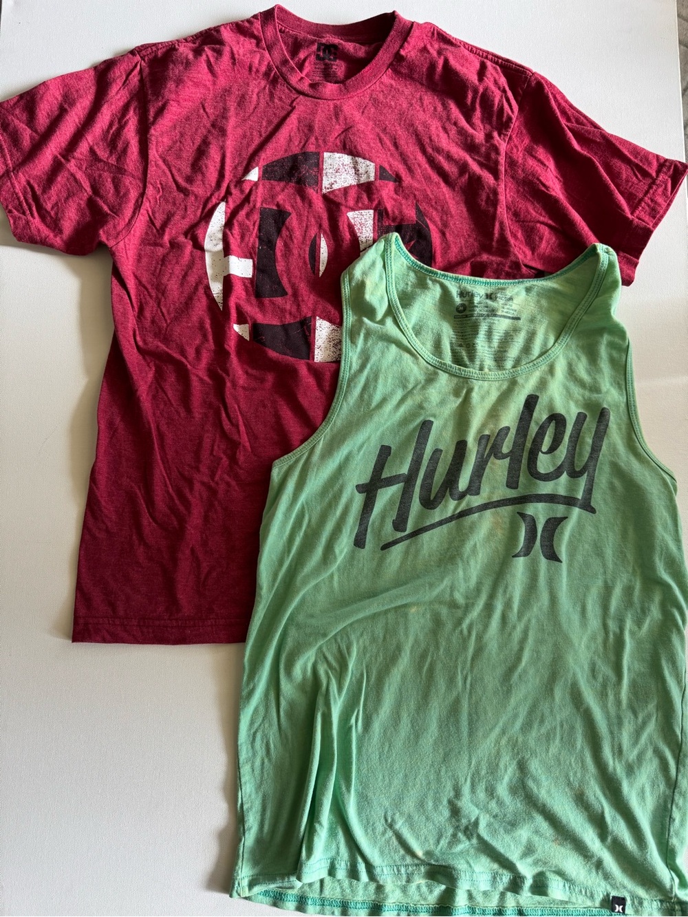 Vintage Distressed Hurley Tank & DC Shirt Bundle
